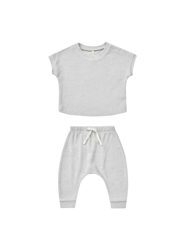 terry tee + pant set || cloud