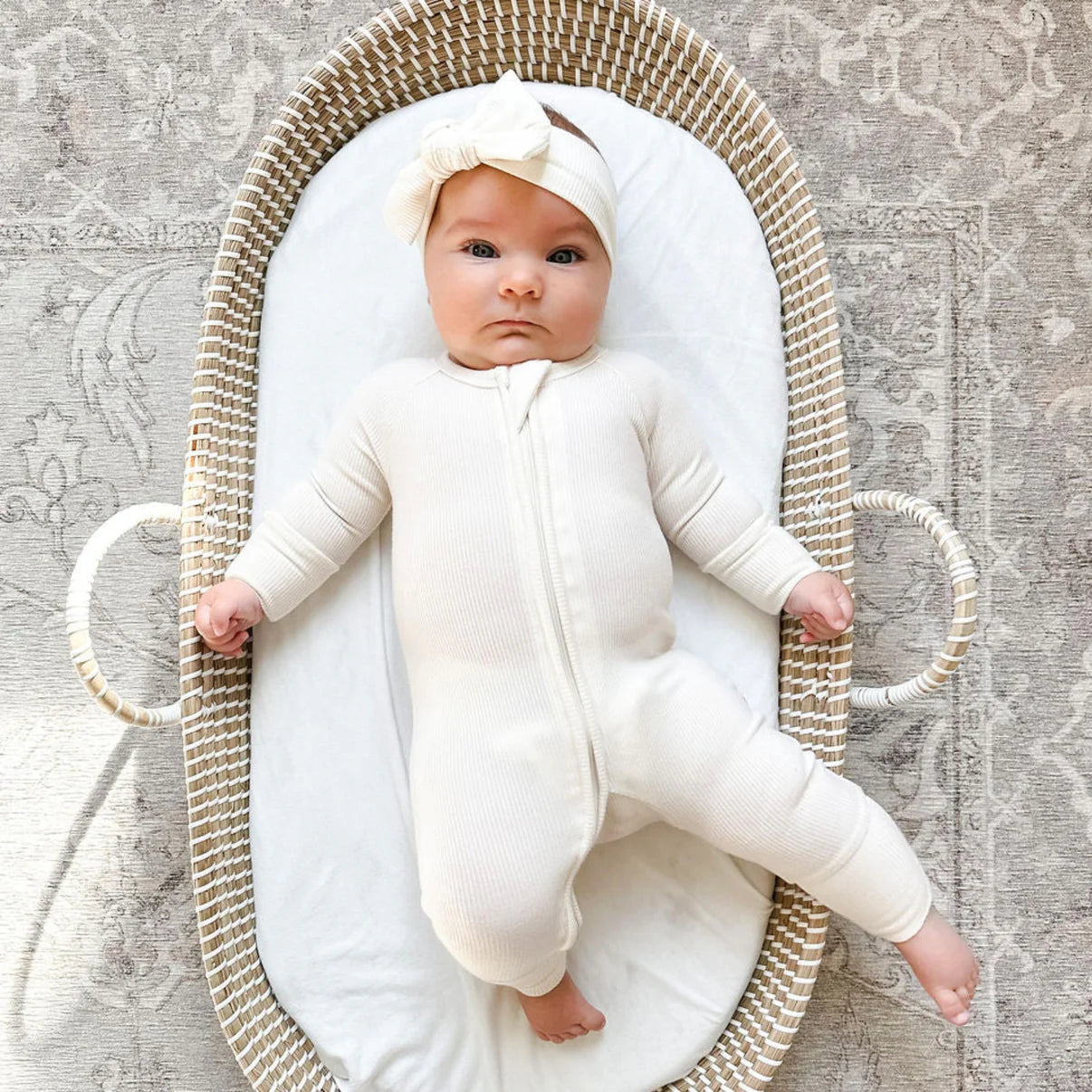 Cream Small Ribbed Zip Romper