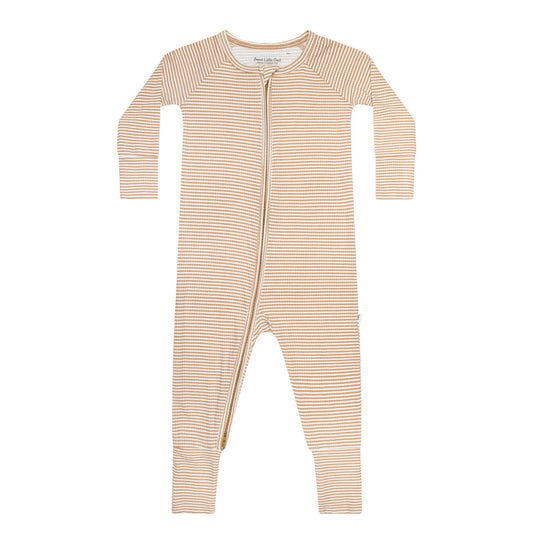 Honey Stripe Small Ribbed Zip Romper