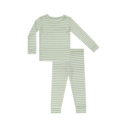 Sage Stripe Ribbed Two-Piece Set